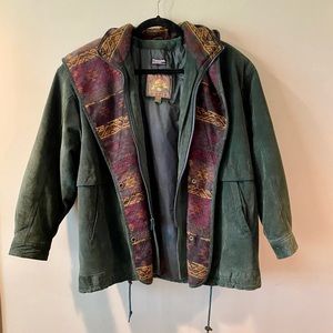 Trendy vintage green and Aztec pattern jacket